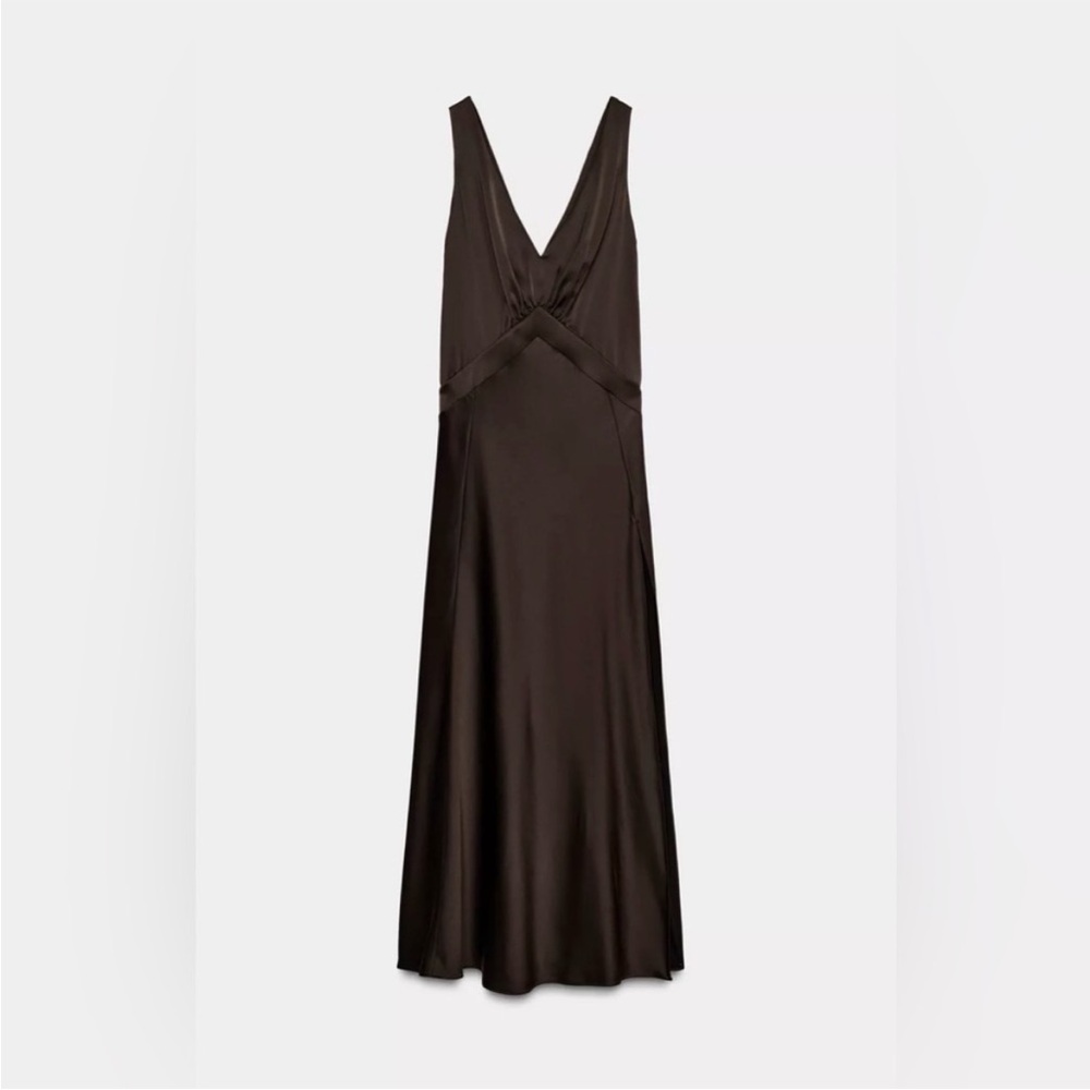 Zara Brown Maxi Dress with Slit - Picture 8 of 10